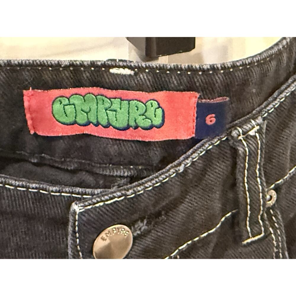 Empyre Tori Carpenter Skate Jeans Pants Black Wide Leg Womens Size 6 Carpenter - Picture 2 of 3